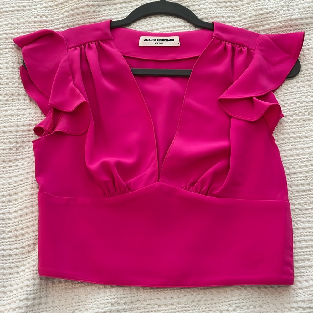 Amanda Uprichard Romy Top Size Small in Hot Pink